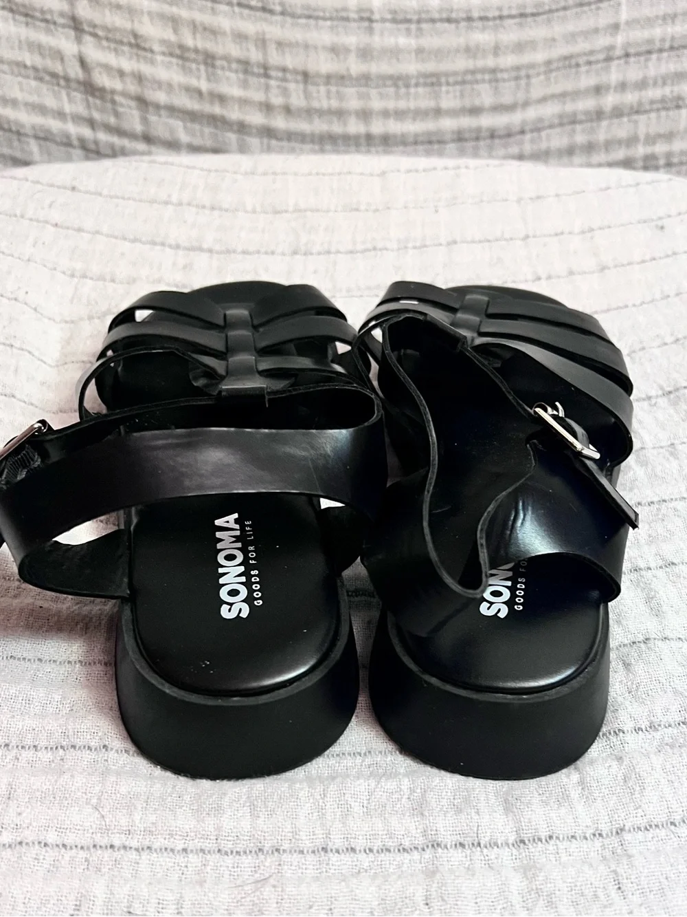 Girl’s Black Strappy Fisherman Sandals with Buckle
